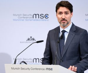 epa08217702 Canadian Prime Minister Justin Trudeau addresses an audience during the panel discussion 'Westlessness in the West: What Are We Defending?' at the 56th Munich Security Conference (MSC) in Munich, Germany, 14 February 2020. More than 500 high-level international decision-makers meet at the 56th Munich Security Conference in Munich during their annual meeting from 14 to 16 February 2020 to discuss global security issues.  EPA/PHILIPP GUELLAND