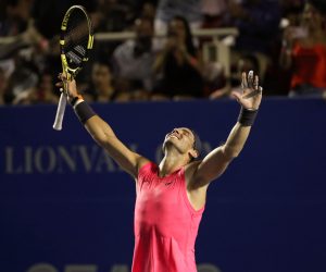 epa08261369 Rafael Nadal of Spain celebrates after defeating Taylor Fritz of the USA in the Men's singles final match of Mexican Open tennis tournament in Acapulco, Mexico, 29 February 2020.  EPA/DAVID GUZMAN