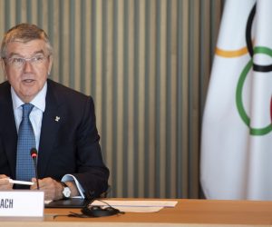 epa08266055 IOC President Thomas Bach from Germany speaks during the opening of the executive board meeting of the International Olympic Committee (IOC), at the Olympic House, in Lausanne, Switzerland, 03 March 2020.  EPA/LAURENT GILLIERON