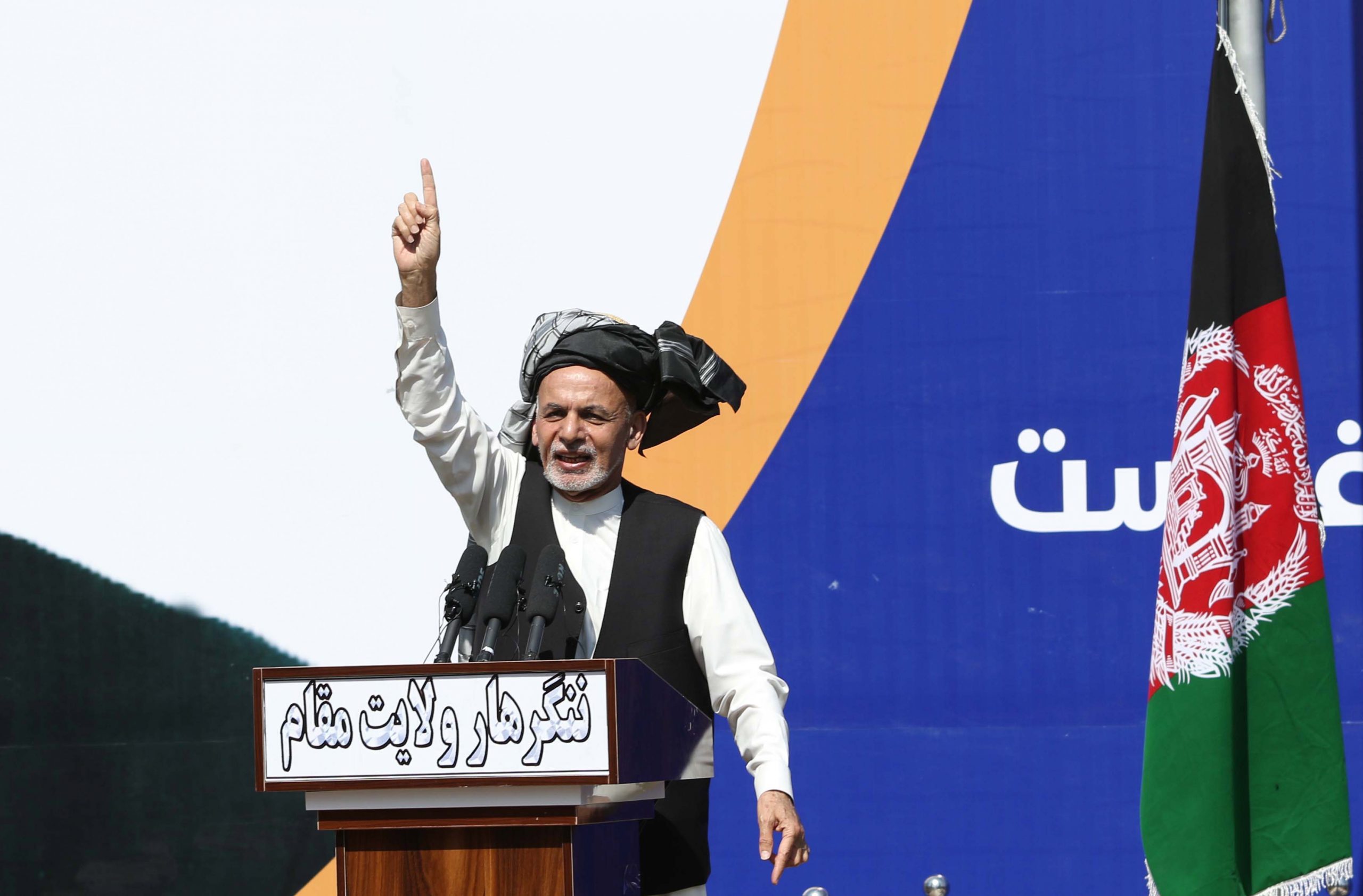 epa08266359 Afghan President Ashraf Ghani speaks to supporters in Jalalabad, Afghanistan, 03 March 2020. Reports state Ghani says his government has not pledged to free Taliban prisoners, as declared in an agreement reached by the US and Taliban officials. The agreement included cease-fire, withdrawal of foreign forces, intra-Afghan negotiations and counterterrorism assurances.  EPA/GHULAMULLAH HABIBI