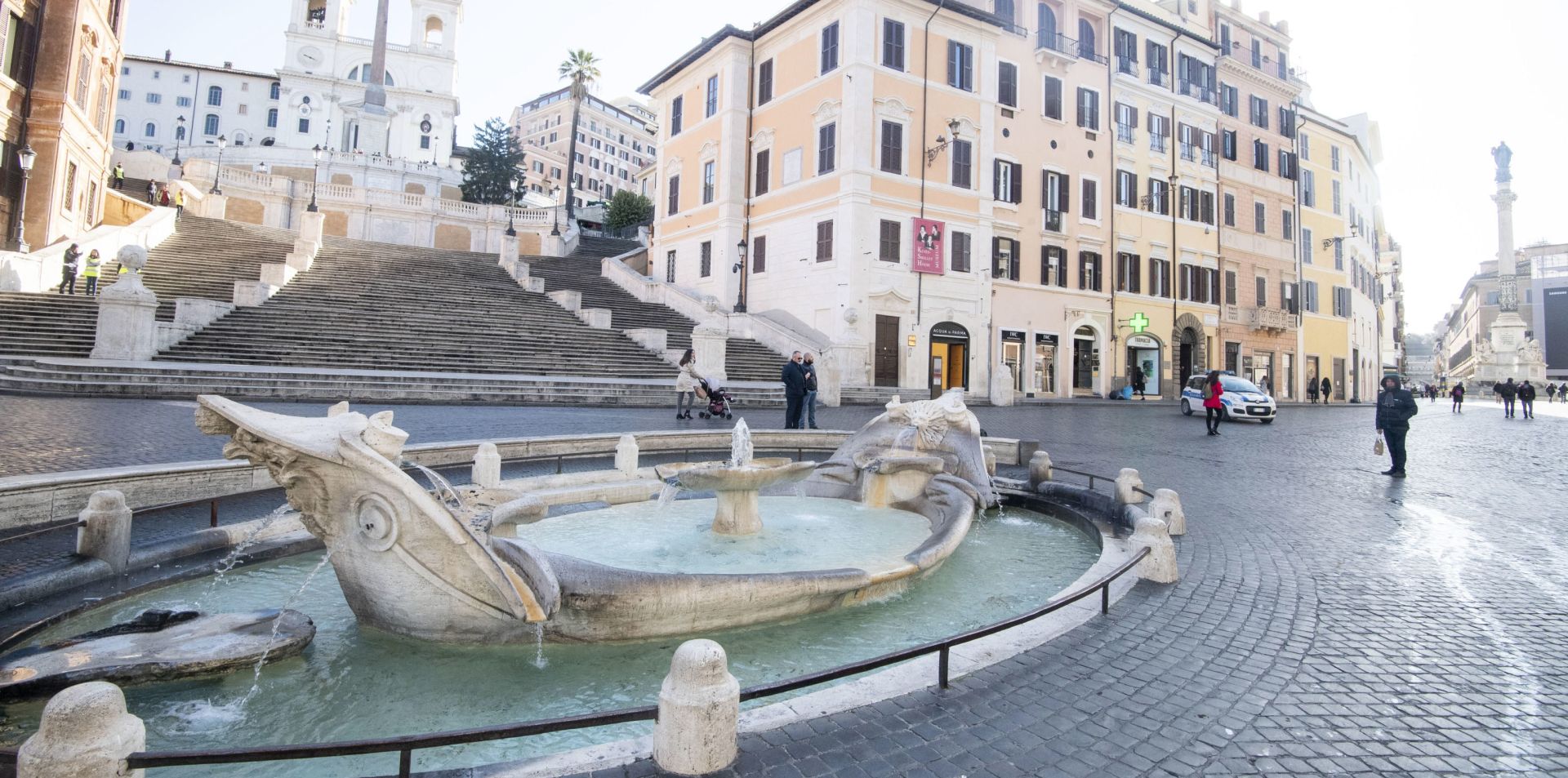 epa08268806 The Spanish Steps are almost deserted due to the Coronavirus emergency, in Rome, Italy, 04 March 2020. The coronavirus is expected to cost Italy's tourism sector 7.4 billion euros losses in the upcoming trimester - March 1-May 31 - with an estimated loss of 31,625 tourists over that quarter, the confederation representing businesses in the sector Confturismo-Confcommercio said.  EPA/CLAUDIO PERI