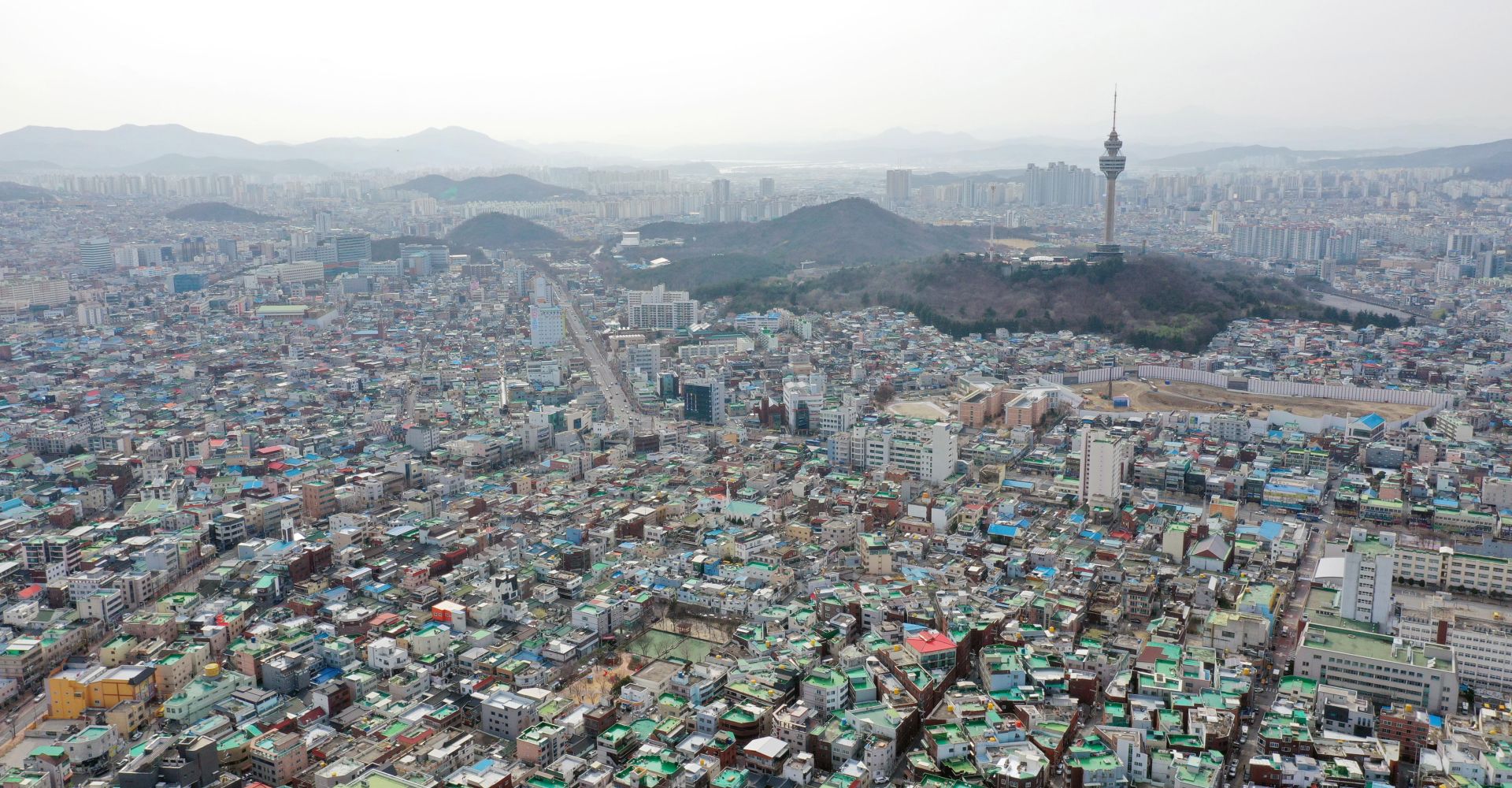 epa08291195 An aerial view of the coronavirus-hit city of Daegu, South Korea, 13 March 2020. South Korea’s Central Disaster and Safety Countermeasures Headquarters plans to designate the city, 302 kilometers southeast of Seoul, and surrounding North Gyeongsang Province as ‘special disaster zones’ starting 15 March. The move should provide a variety of benefits, including tax cuts to residents.  EPA/YONHAP SOUTH KOREA OUT