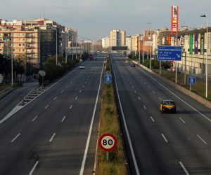 epa08295105 An unusual empty beltway in Barcelona, Spain, 15 March 2020, a day after the Spanish Government established the restrictions of the alarm status declared 13 March 2020 in an attempt to stop the COVID-19 spread. The Spanish Government declared the alarm status in the whole country establishing restrictions to citizens' movements in public spaces. People will be only allowed to leave their homes to go to work, return home, go to supermarkets to buy basic commodities, pharmacies or attend doctor appointment or emergencies.  EPA/ENRIC FONTCUBERTA