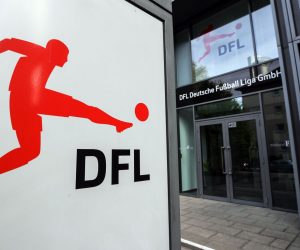 epa08363774 A general view of the entrance of the German Football Association DFL (Deutsche Fussbal Liga) headquarters in Frankfurt Main, Germany, 15 April 2020. The German Football Association has postponed its general assembly to discuss the possible resumption of soccer championships currently suspended for the COVID-19 coronavirus emergency to 23 April 2020.  EPA/ARMANDO BABANI