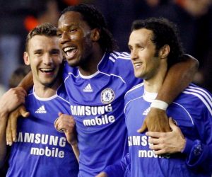 FILE PHOTO: Chelsea's Andriy Shevchenko, Didier Drogba and Ricardo Carvalho celebrate after their 2-1 victory against Valencia FILE PHOTO: ON THIS DAY -- April 10  April 10, 2007     SOCCER - Chelsea's Andriy Shevchenko, Didier Drogba and Ricardo Carvalho celebrate after their 2-1 victory against Valencia in their Champions League quarter-final second leg match at the Mestalla stadium.     The tie was evenly poised after the first leg at Stamford Bridge ended 1-1. Valencia took the lead through Fernando Morientes before Shevchenko, in his first season with Chelsea after signing from AC Milan, equalised in the second half.     Michael Essien then beat Valencia keeper Santiago Canizares at his near post in stoppage time to book a berth in the semi-finals, where Chelsea lost to Liverpool on penalties. REUTERS/Victor Fraile/File Photo VICTOR FRAILE