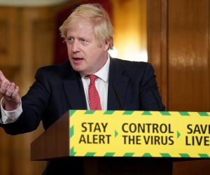 epa08415760 A handout photo made available by no. 10 Downing Street of Britain's Prime Minister Boris Johnson holding a digital press conference on the ongoing coronavirus COVID-19 pandemic at no. 10 Downing Street in London, Britain, 11 May 2020. After weeks of measures to stem the spread of the SARS-CoV-2 coronavirus which causes the COVID-19 disease, Boris Johnson set out a plan to reopen Britain on 17 May 2020.  EPA/PIPPA FOWLES / DOWNING STREET HANDOUT  HANDOUT EDITORIAL USE ONLY/NO SALES
