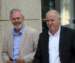Zagreb, 1.6.2020 - Ante Sanader i Branko Bačić dolaze na sjednicu Predsjedništva HDZ-a.
Foto HINA/ Dario GRZELJ/ dag