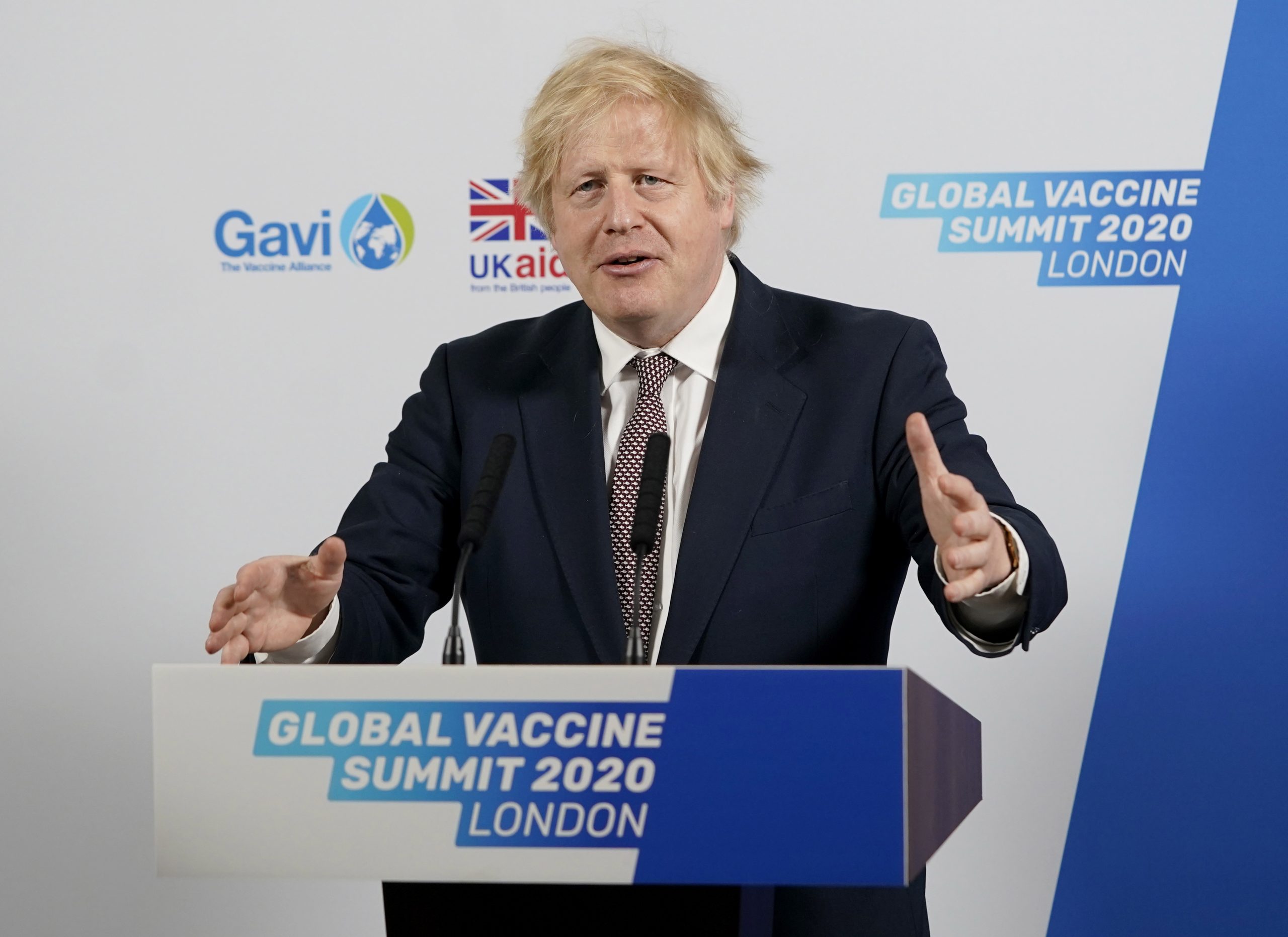 epa08465531 A handout photo made available by n 10 Downing street shows Britain's Prime Minister, Boris Johnson delivering his speech to the Global Vaccine Summit (GAVI) via zoom from the White Room of n10 Downing street in London, Britain, 04 June 2020.  EPA/ANDREW PARSONS/DOWNING STREET HANDOUT This image is for Editorial use purposes only. The Image can not be used for advertising or commercial use. The Image can not be altered in any form. Credit should read Andrew Parsons/n10 Downing street. HANDOUT EDITORIAL USE ONLY/NO SALES