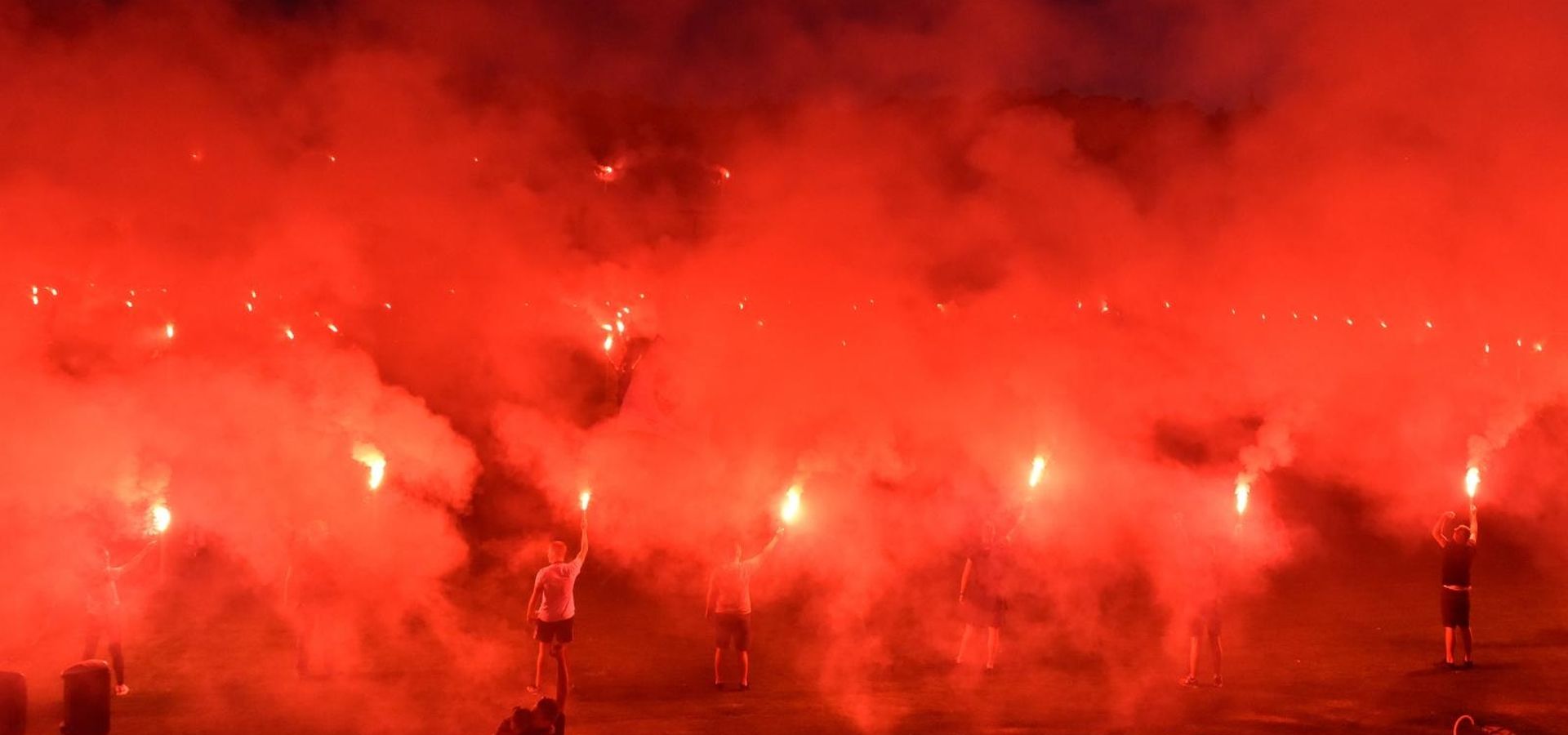 12.06.2020., Sibenik - Nogometasi Sibenika s Funcutima proslavili ulazak u Prvu Hrvatsku nogometnu ligu. Photo: Hrvoje Jelavic/PIXSELL
