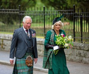 Britain's Prince of Wales and Camilla attend VE Day 75th Anniversary in Balmoral Britain's Charles, Prince of Wales and Camilla, Duchess of Cornwall (known as the Duke and Duchess of Rothesay when in Scotland), walk to take part in a two-minute silence to mark the 75th anniversary of VE Day at the Balmoral War Memorial, Scotland, Britain May 8, 2020. Amy Muir/Pool via REUTERS POOL