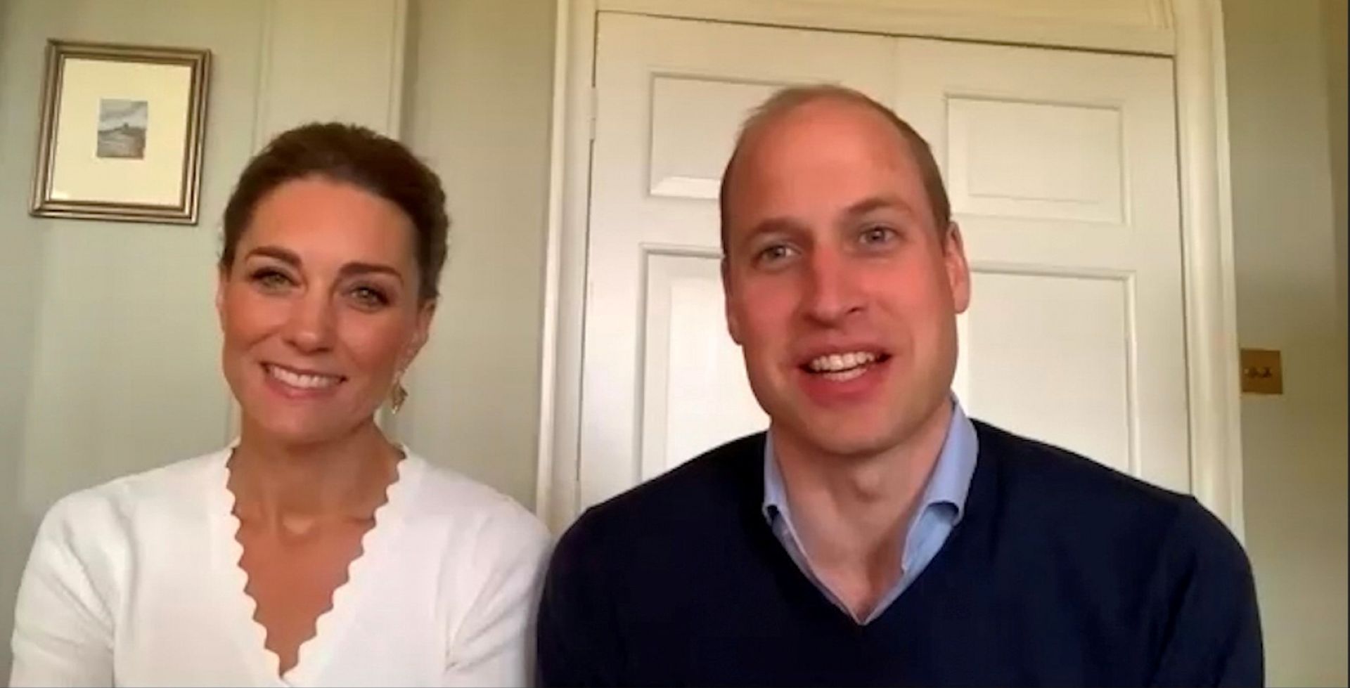 Britain's Prince William and Catherine, Duchess of Cambridge mark the first anniversary of the UK's first 24/7 crisis text line service Shout Britain's Prince William and Catherine, Duchess of Cambridge speak during a video call with Shout Chief Executive Victoria Hornby, and organisation's crisis volunteers, about their experience of providing support to thousands of people who have texted Shout over the past twelve months, in this Kensington Palace handout screen grab dated May 13, 2020 and obtained by Reuters on May 15, 2020. Kensington Palace/Handout via REUTERS THIS IMAGE HAS BEEN SUPPLIED BY A THIRD PARTY. NO RESALES. NO ARCHIVES. MUST ON SCREEN COURTESY KENSINGTON PALACE. KENSINGTON PALACE