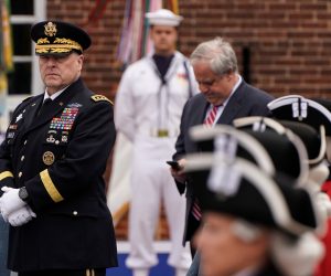 U.S. President Trump attends a Memorial Day ceremony at Fort McHenry in Baltimore Chairman of the Joint Chiefs of Staff General Mark Milley awaits the arrival of U.S. President Donald Trump and first lady Melania Trump for a Memorial Day ceremony at Fort McHenry in Baltimore, Maryland, U.S., May 25, 2020.      REUTERS/Joshua Roberts JOSHUA ROBERTS