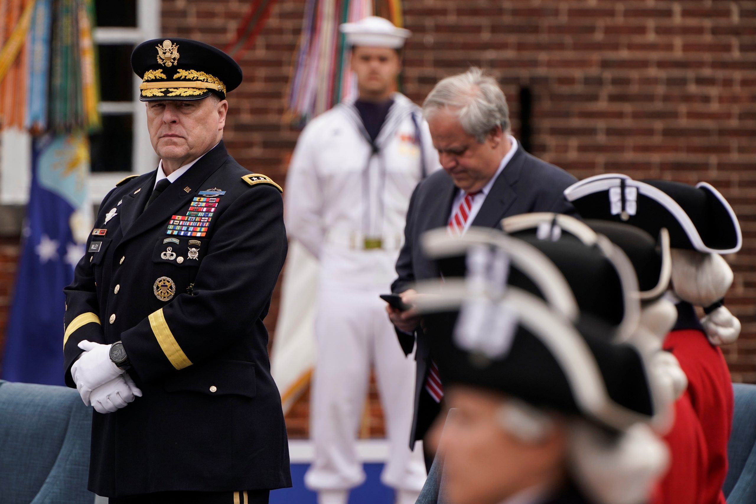 U.S. President Trump attends a Memorial Day ceremony at Fort McHenry in Baltimore Chairman of the Joint Chiefs of Staff General Mark Milley awaits the arrival of U.S. President Donald Trump and first lady Melania Trump for a Memorial Day ceremony at Fort McHenry in Baltimore, Maryland, U.S., May 25, 2020.      REUTERS/Joshua Roberts JOSHUA ROBERTS