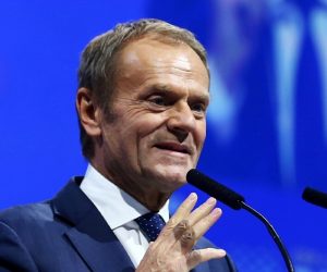FILE PHOTO: Newly elected President of EPP Donald Tusk speaks during the EPP congress in Arena Zagreb hall in Zagreb FILE PHOTO: Newly elected President of European People's Party Donald Tusk speaks during the EPP congress in Arena Zagreb hall in Zagreb, Croatia November 20, 2019. REUTERS/Antonio Bronic/File Photo Antonio Bronic