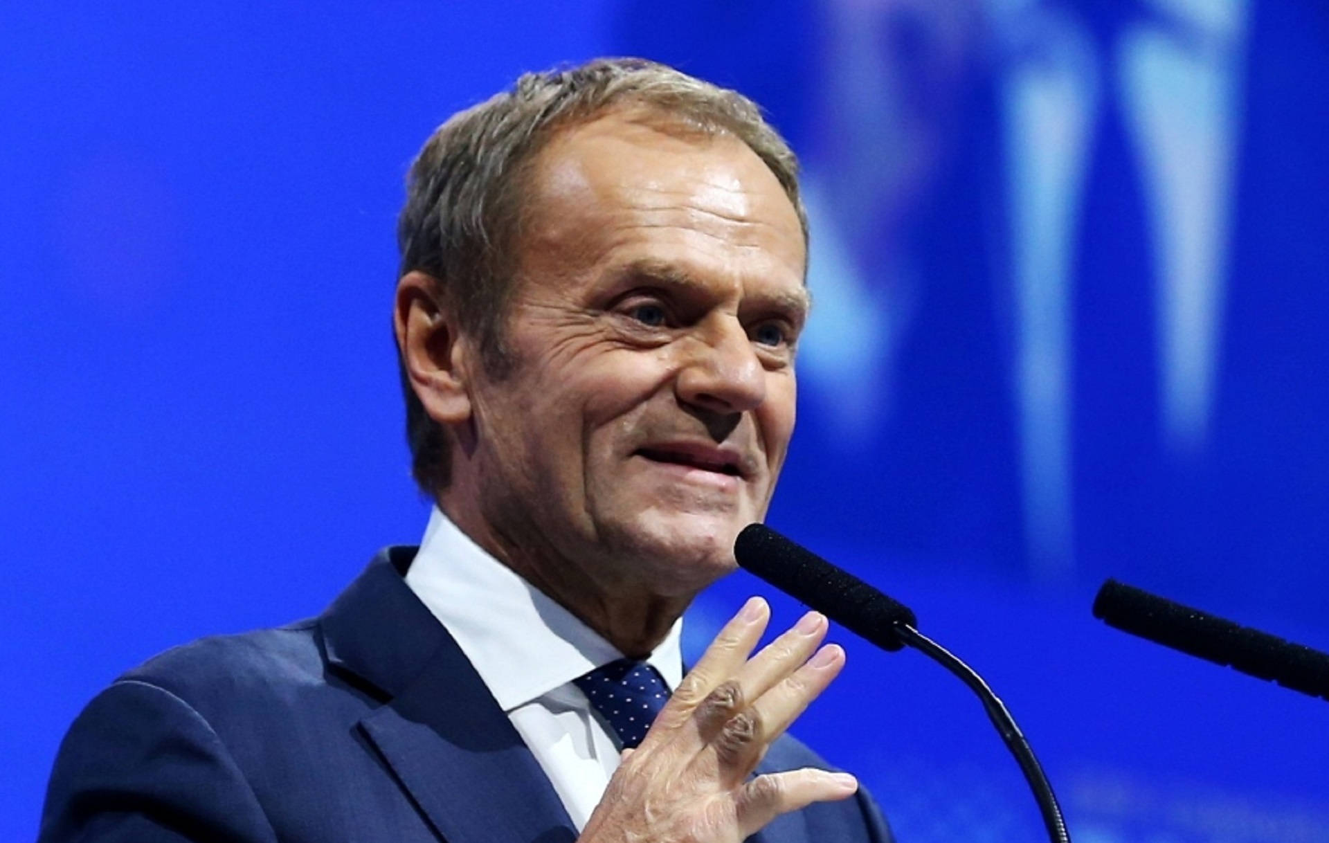 FILE PHOTO: Newly elected President of EPP Donald Tusk speaks during the EPP congress in Arena Zagreb hall in Zagreb FILE PHOTO: Newly elected President of European People's Party Donald Tusk speaks during the EPP congress in Arena Zagreb hall in Zagreb, Croatia November 20, 2019. REUTERS/Antonio Bronic/File Photo Antonio Bronic