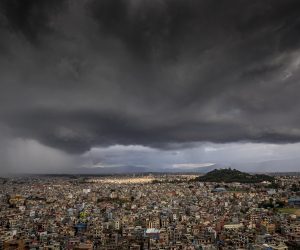 epa08490693 Monsoon clouds gather over Kathmandu, Nepal, 17 June 2020. The monsoon season in Nepal normally begins in mid-June and ends mid-September every year.  EPA/NARENDRA SHRESTHA
