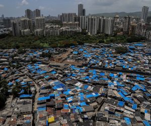 epa08503850 A general aerial view of the slums in Appa Pada area, a COVID-19 hotspot, in Mumbai, India, 23 June 2020. According to media reports, the Indian government has eased some coronavirus related restrictions but has said the lockdown will continue until 30 June, in 'containment zones'. According to media reports, the number of confirmed cases of coronavirus in Mumbai crossed 66,000 cases on 22 June.  EPA/DIVYAKANT SOLANKI