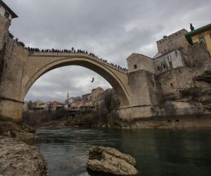 01.03.2020.Mostar - Skok sa Starog mosta povodom Dana neovisnost. 

Photo: Denis Kapetanovic/PIXSELL
