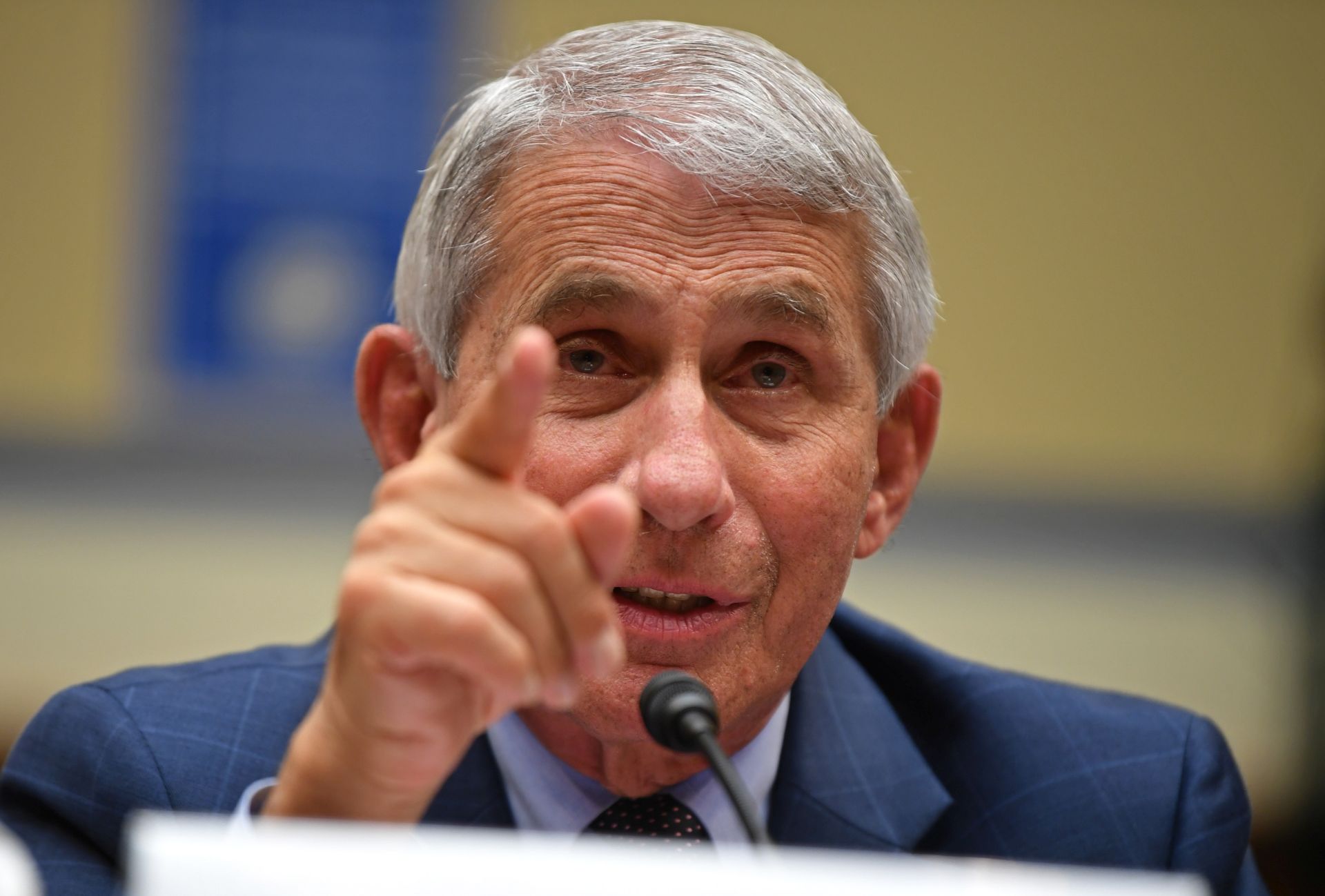 epa08577184 Dr. Anthony Fauci, director of the National Institute for Allergy and Infectious Diseases, testifies before a House Subcommittee on the Coronavirus Crisis hearing on a national plan to contain the COVID-19 pandemic on Capitol Hill in Washington DC, USA, 31 July 2020. The hearing is titled 'The Urgent Need for a National Plan to Contain the Coronavirus.'  EPA/KEVIN DIETSCH / POOL