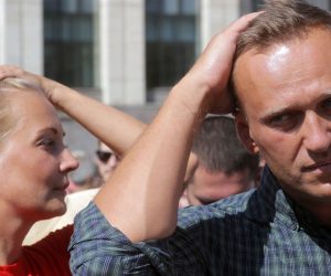 epa08613913 (FILE) - Russian liberal opposition leader and a head of an anti-corruption foundation, Alexei Navalny and his wife Yulia attend a rally against pension age increase in Moscow, Russia, 29 July 2018 (reissued 20 August 2020). Navalny's spokeswoman Kira Yarmysh said on social media on 20 August that the opposition leader and critic of President Vladimir Putin was taken to hospital for alleged poisoning after he started feeling unwell during a flight from Siberia to Moscow. The plane made an emergency landing in the city of Omsk.  EPA/MAXIM SHIPENKOV