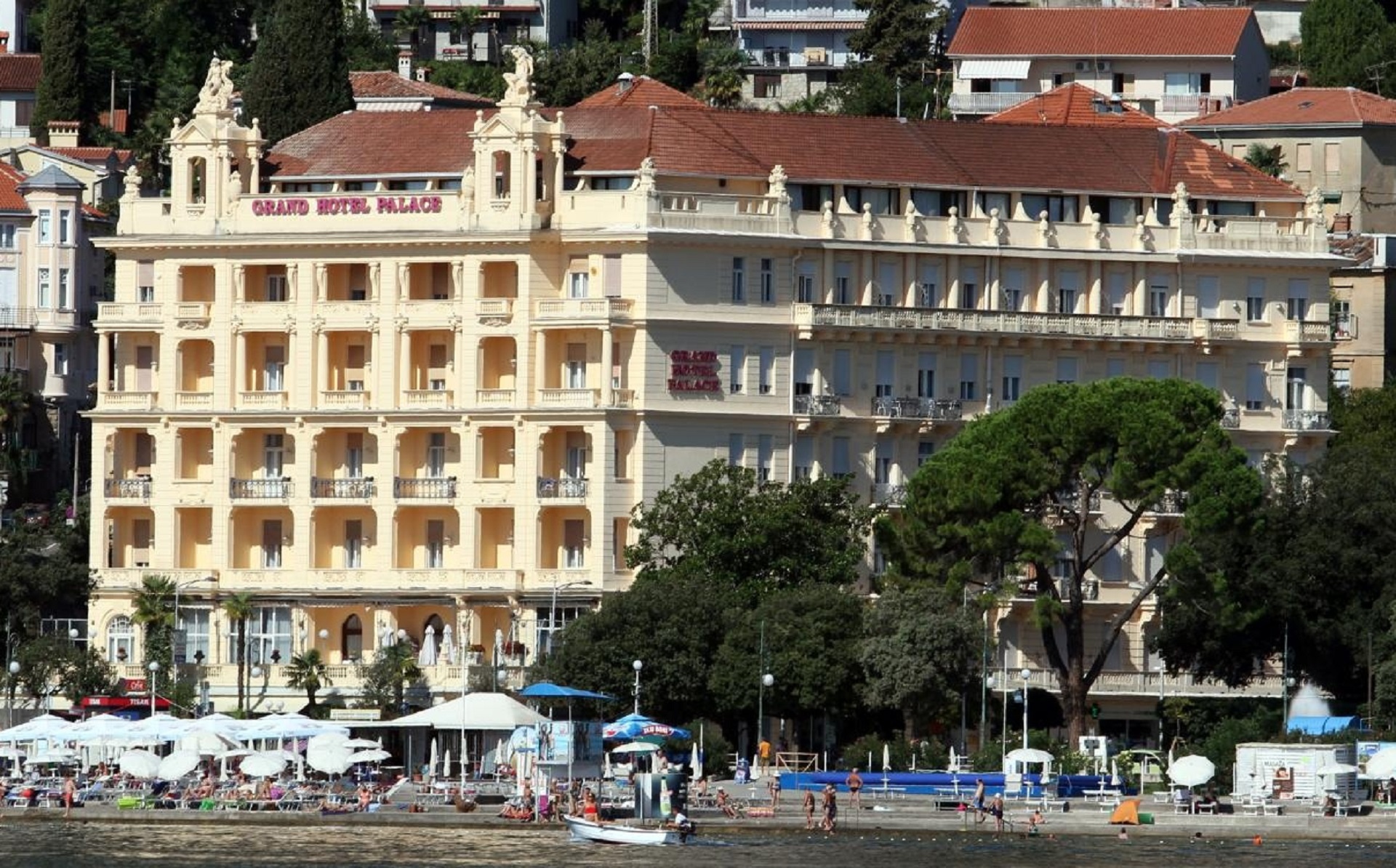 02.09.2015., Opatija - Grand Hotel Palace, pogled s mora.
Photo: Goran Kovacic/PIXSELL