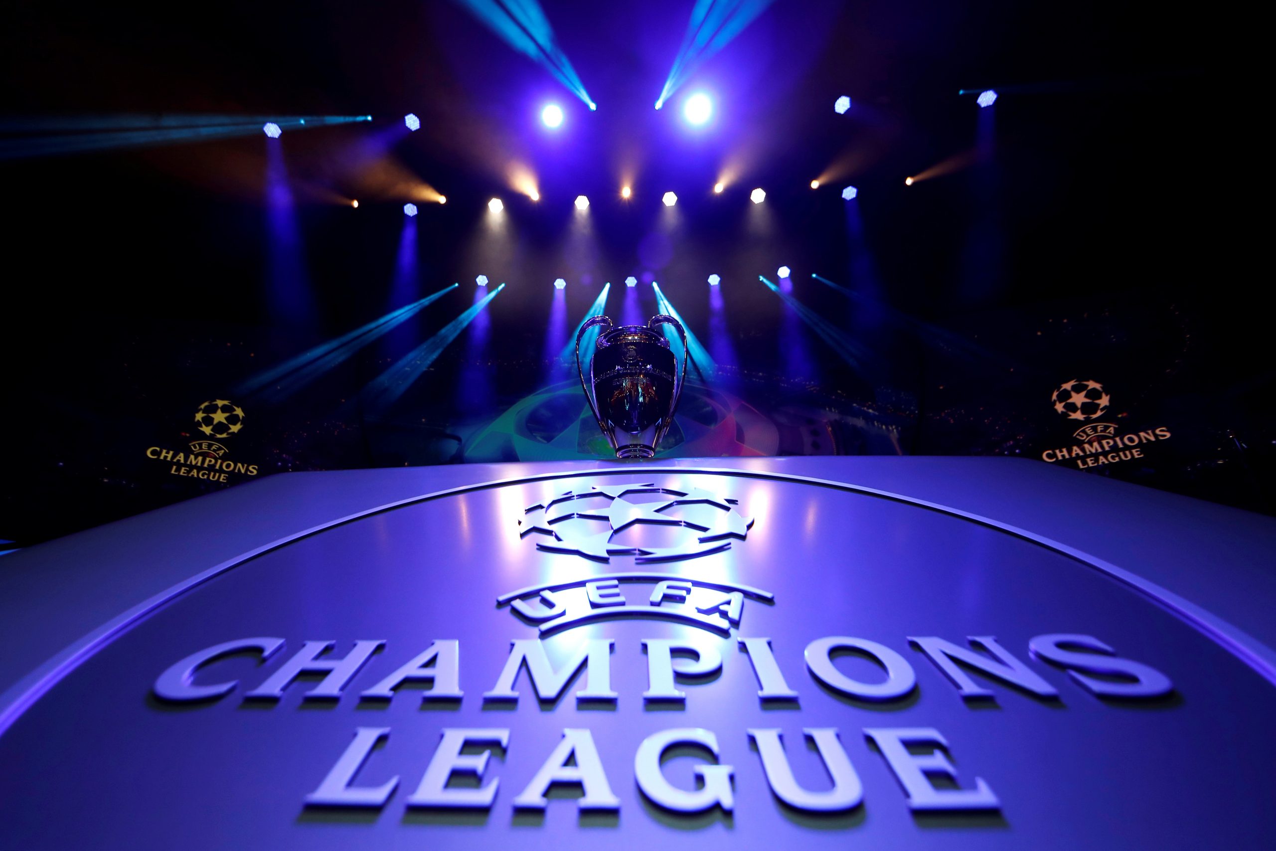 FILE PHOTO: Champions League Group Stage draw FILE PHOTO: Soccer Football - Champions League Group Stage draw - Grimaldi Forum, Monaco - August 29, 2019   General view of the Champions League trophy on display before the draw   REUTERS/Eric Gaillard/File Photo Eric Gaillard