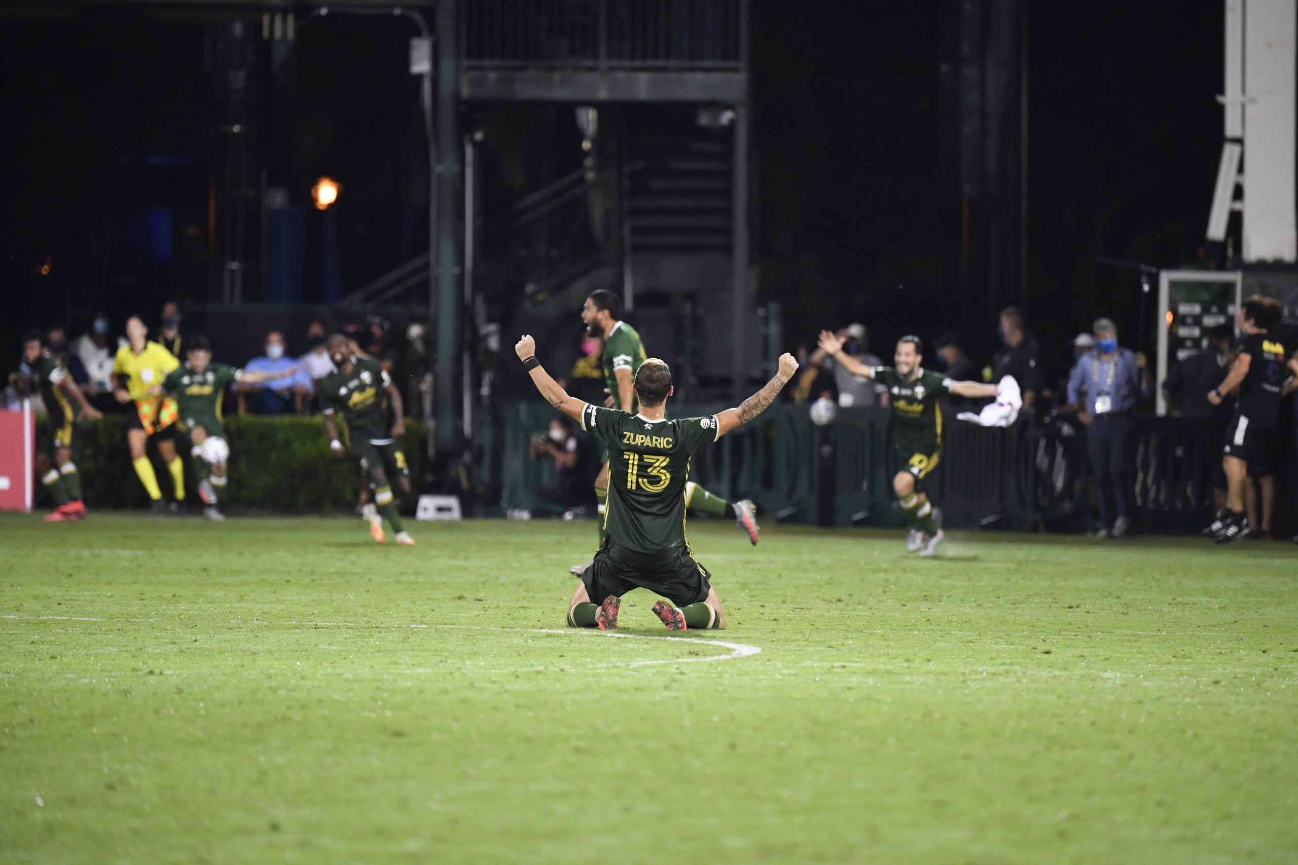MLS: MLS IS BACK Final-Orlando City SC at Portland Timbers Aug 11, 2020; Orlando, FL, Orlando, FL, USA;  Portland Timbers defender Dario Zuparic (13) celebrates after defeating Orlando City at ESPN Wide World of Sports Complex. Mandatory Credit: Douglas DeFelice-USA TODAY Sports Douglas DeFelice