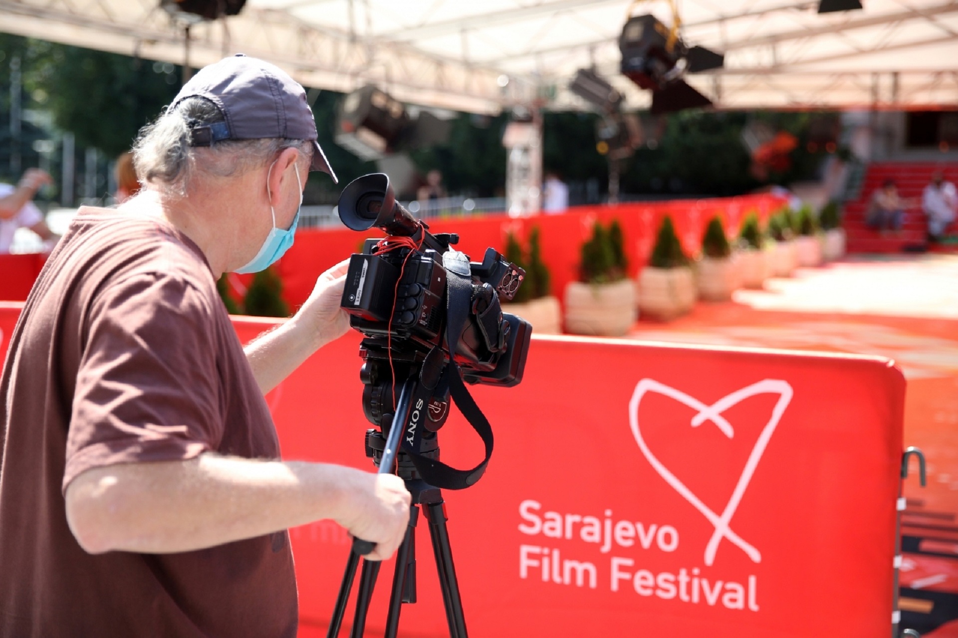 Cameraman records a red carpet before the online opening ceremony of the Sarajevo Film Festival in Sarajevo A cameraman records a red carpet before the online opening ceremony of the Sarajevo Film Festival in Sarajevo, Bosnia and Herzegovina August 14, 2020. The coronavirus disease (COVID-19) crisis forces Sarajevo film festival to go online. REUTERS/Dado Ruvic DADO RUVIC