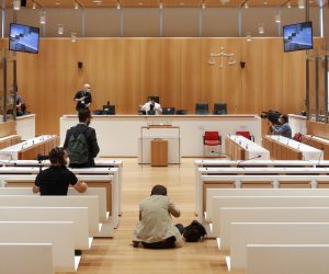 epa08628635 A view of the courtroom in which the Charlie Hebdo terror attack trial will be held at the courthouse in Paris, France, 27 August 2020. The trial will be held from 02 September to 10 November 2020. The Charlie Hebdo terrorist attacks in Paris happened on 07 January 2015, with the storming of armed Islamist extremists of the satirical newspaper, starting three days of terror in the French capital.  EPA/YOAN VALAT