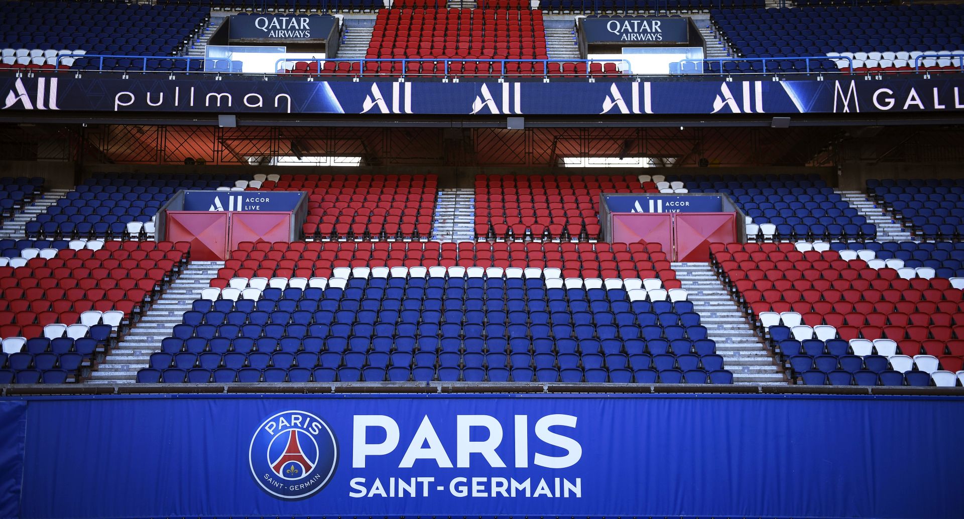epa08641702 (FILE) - General view of empty stands during the friendly soccer match between Paris Saint Germain (PSG) and FC Sochaux Montbeliard at the Parc des Princes stadium in Paris, France, 05 August 2020 (re-issued on 02 September 2020). Three PSG players have been tested positive for the coronavirus COVID-19 disease, the French Ligue 1 soccer club confirmed on 02 September 2020.  EPA/Julien de Rosa