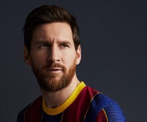 epa08648095 A handout photo made available by FC Barcelona that shows captain and Argentinian striker Leo Messi with the FC Barcelona t-shirt for the 2020/21 seasson in Barcelona, Spain, 05 September 2020. Messi announced on 04 September in an interview with goal.com that will remain this season in the team because 'he will never go to the court against the team of his life'.  EPA/F.C. BARCELONA HANDOUT  HANDOUT EDITORIAL USE ONLY/NO SALES/NO ARCHIVES