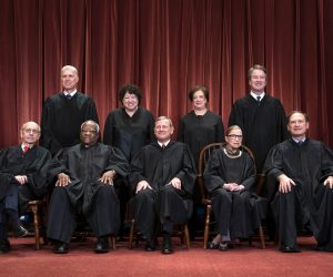 epa08679872 (FILE) - United States Chief Justice John G. Roberts (F-C), along with Supreme Court Associate Justices Stephen Breyer (F-L), Clarence Thomas (F-2-L), Ruth Bader Ginsburg (F-2-R), Samuel Alito, Jr. (F-R), Neil Gorsuch (B-L), Sonia Sotomayor (B-2-L), Elena Kagan (B-2-R), and Brett M. Kavanaugh (B-R) pose for an official group portrait in the East Conference Room of the Supreme Court in Washington, DC, USA, 30 November 2018 (reissued 18 September 2020) . According to reports on 18 September 2020, United States Supreme Court Justice Ruth Bader Ginsburg has died at the age of 87. Justice Ginsburg, also known as RBG, took office on 10 August 1993 after an appointment by then US President Bill Clinton. She was the oldest of the nine serving supreme court judges at the time of her death.  EPA/JIM LO SCALZO *** Local Caption *** 54809785