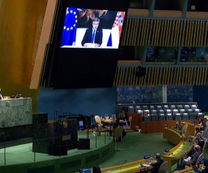 New York, 25.09.2020. - Hrvatski premijer Andrej Plenković govori na virtualnoj sjednici Opće skupštine UN-a.
foto HINA/ Vlada RH/ ml