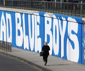 15.07.2020., Zagreb - Na zidu podvoznjaka u Culineckoj ulici u Donjoj Dubravi nastaje jedan od najvecih murala navijacke skupine Bad Blue Boys. Do zavrsetka ima jos posla ali se vec vidi velicina projekta.
Photo: Patrik Macek/PIXSELL