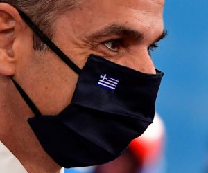 EU leaders summit in Brussels Greek Prime Minister Kyriakos Mitsotakis arrives for the first face-to-face EU summit since the coronavirus disease (COVID-19) outbreak, in Brussels, Belgium July 17, 2020. Francisco Seco/Pool via REUTERS POOL