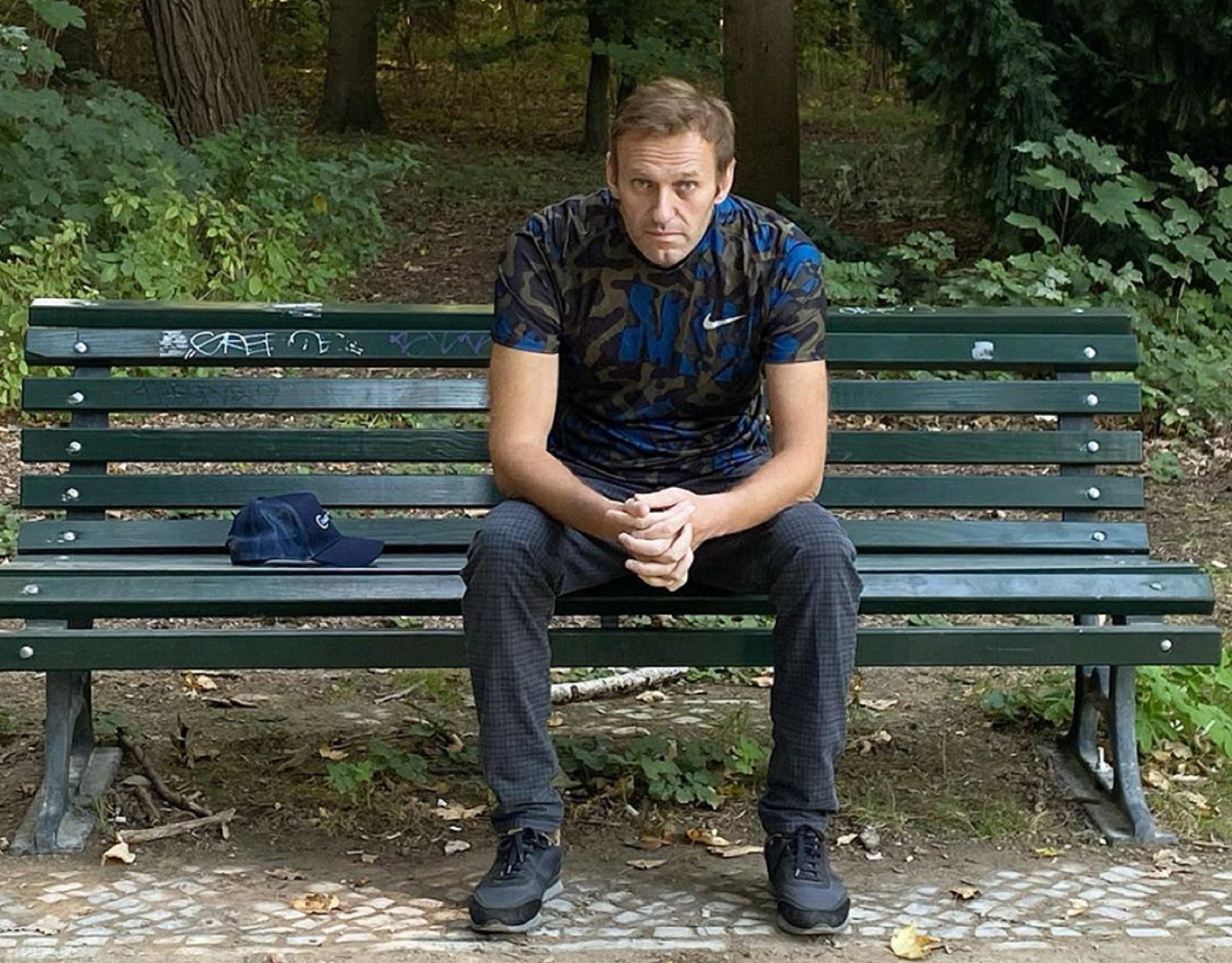 epa08690622 An undated, recent handout photo made available by Russian opposition leader Alexei Navalny via his Instagram site shows Navalny sitting on a bench at an undisclosed location, issued 23 September 2020. According to a statement of the Charite hospital Navalny was discharged from acute inpatient care on 22 September. Given his progress and current condition, the treating physicians believe that complete recovery is possible, Charite stated.  EPA/ALEXEI NAVALNY HANDOUT  HANDOUT EDITORIAL USE ONLY/NO SALES
