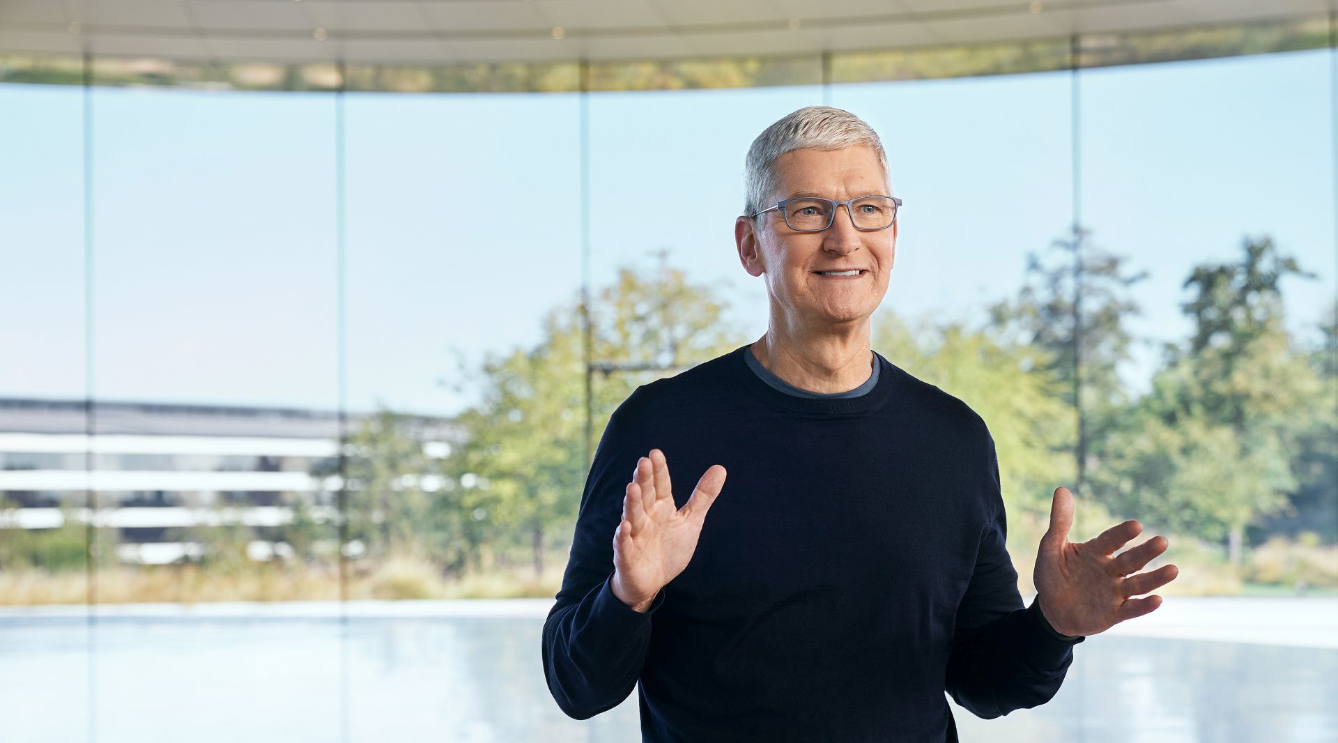 epa08741212 Handout image released by Apple showing Apple CEO Tim Cook kicking off a special event at Apple Park in Cupertino, California, USA, 13 October 2020. Apple is expected to introduce several new products including a new iPhone.  EPA/BROOKS KRAFT / APPLE INC. / HO EDITORIAL USE ONLY, NO SALES