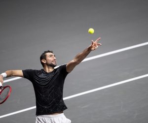 13 October 2020, Cologne: Croatian tennis player Marin Cilic in action against Spanish Alejandro Davidovich Fokina
during their men's singles round of 16 tennis match at the 2020 Bett1Hulks Indoors of the ATP tournament. Photo: Marius Becker/dpa