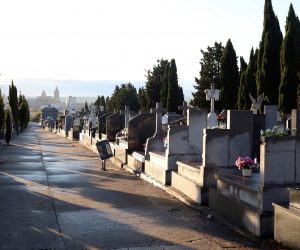 epa08767344 General view of the cemetery of Salamanca, northern Spain, 23 October 2020. Regional authorities will limit 50 percent the number of people entering the cemeteries and impose time control in visits ahead All Saints Day, the Catholic festivity in which people traditionally visit the cemeteries to remember their dead loved ones, amid coronavirus outbreak.  EPA/JM GARCIA