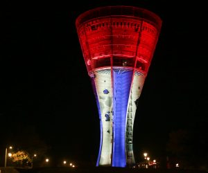 19.10.2020., Vukovar - Vukovarski Vodotoranj zasvijetlio u razlicitim bojama Photo: Dubravka Petric/PIXSELL