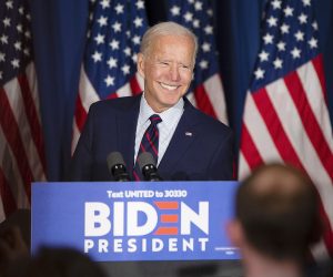 epa08802769 (FILE) - Democratic candidate for United States President, Former Vice President Joe Biden, smiles as he prepares to make a speech during a campaign stop at the Governor's Inn in Rochester, New Hampshire, USA, 09 October 2019 (reissued 06 November 2020). According to media reports citing election officials, Biden has taken the lead in Pennsylvania. An official win of the state would push Biden over the 270 electoral votes necessary to become the 46th President of the United States. *** Local Caption *** 55537332  EPA/CJ GUNTHER *** Local Caption *** 55537332
