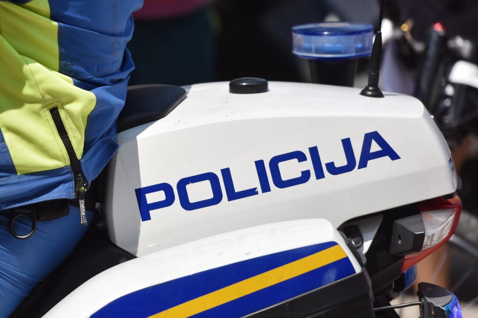 13.05.2018., Sibenik - Oznake na policijskim motorima. 
Photo: Hrvoje Jelavic/PIXSELL