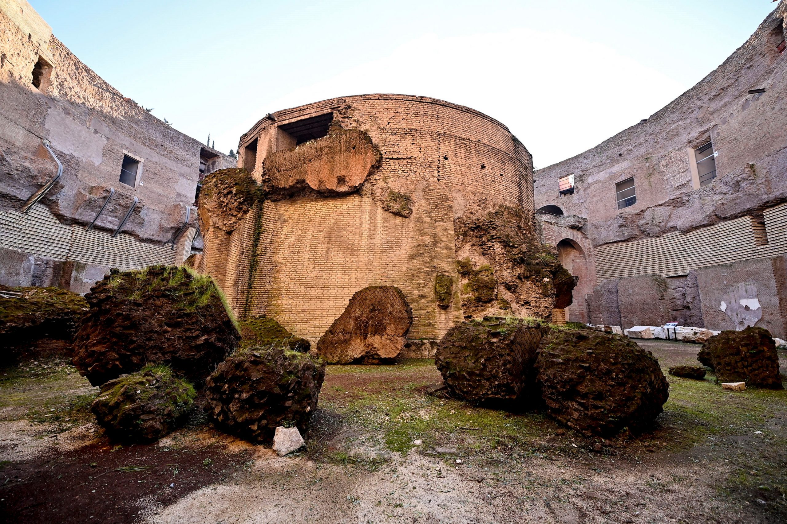 epa08891691 The Mausoleum of Augustus, a very large circular tomb, that will reopen to the public in the spring of 2021 after a conservative restoration project started in 2016, Rome, Italy, 18 December 2020.  EPA/Riccardo Antimiani