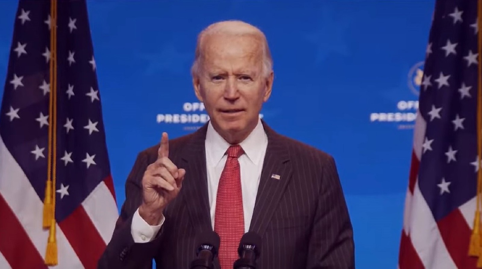 epa08830998 A frame grab from a handout video released by the Office of the President Elect shows US President-Elect Joseph R. Biden addressing the media during a press conference in Wilmington, Delaware, USA, 19 November 2020 (issued 20 November 2020). Georgia state authorities confirmed 19 November US President-elect Joe Biden won the the election in Georgia following a recount. It was the first time the Democrats won a presidential election race in Georgia since 1992 when Bill Clinton was elected.  EPA/OFFICE OF THE PRESIDENT ELECT/HANDOUT BEST QUALITY AVAILABLE HANDOUT EDITORIAL USE ONLY/NO SALES