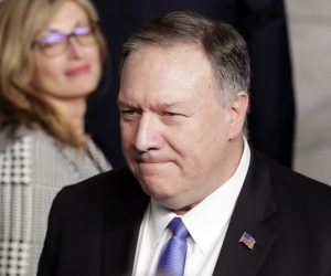 epa08933373 (FILE) - US Secretary of State Mike Pompeo during family picture at NATO foreign ministers meeting in Brussels, Belgium, 20 November 2019 (reissued 12 January 2021). The US State Separtment on 12 January 2021 announced that State Secretay Mike Pompeo's trip to Belgium has been cancelled. The trip was scheduled for 13-14 January.  EPA/OLIVIER HOSLET *** Local Caption *** 55648040