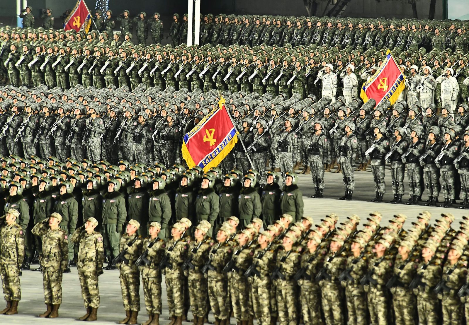 epa08938272 A photo released by the official North Korean Central News Agency (KCNA) shows a moment of the military parade held to mark the 8th Congress of the Workers' Party of Korea (WPK) in Pyongyang, North Korea, 14 January 2021 (issued 15 January 2021).  EPA/KCNA   EDITORIAL USE ONLY