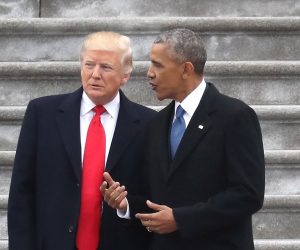 epa08939585 (FILE) US President Donald J. Trump (2ndL) and former US president Barack Obama (2ndR) stand on the steps of the  U.S. Capitol with First Lady Melania Trump (L) and Michelle Obama (R) in Washington, DC, USA, 20 January 2017. Trump won the 08 November 2016 election to become US President. The presidency of Donald Trump, which records two presidential impeachments, will end at noon on 20 January 2021.  EPA/Rob Carr / POOL *** Local Caption *** 53263220