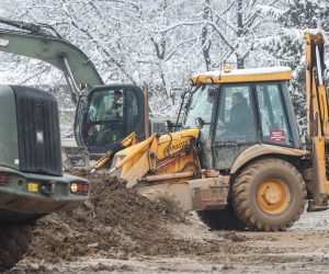 12.01.2021., Petrinja - Priprema terena za novo kontenjerko naselje na Sajmisnoj cesti. Photo: Marko Prpic/PIXSELL