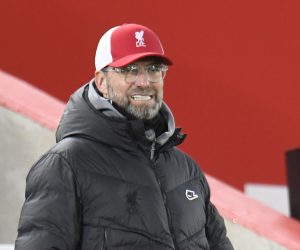 epa08956622 Liverpool's manager Juergen Klopp reacts during the English Premier League soccer match between Liverpool FC and Burnley FC in Liverpool, Britain, 21 January 2021.  EPA/Peter Powell / POOL EDITORIAL USE ONLY. No use with unauthorized audio, video, data, fixture lists, club/league logos or 'live' services. Online in-match use limited to 120 images, no video emulation. No use in betting, games or single club/league/player publications.