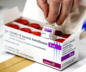 epa09006260 A vial of AstraZeneca's covid-19 vaccine stored in Movianto in Oss, The Netherlands, 12 February 2021. People diagnosed with obesity, Down's syndrome or a neurological condition that makes breathing difficult will have the priority to take the vaccine.  EPA/Remko de Waal